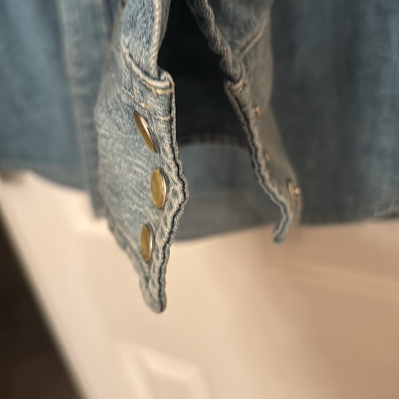 Lucky Legend western denim shirt jacket XL pearl snap embroidered toothsaw - Picture 4 of 8